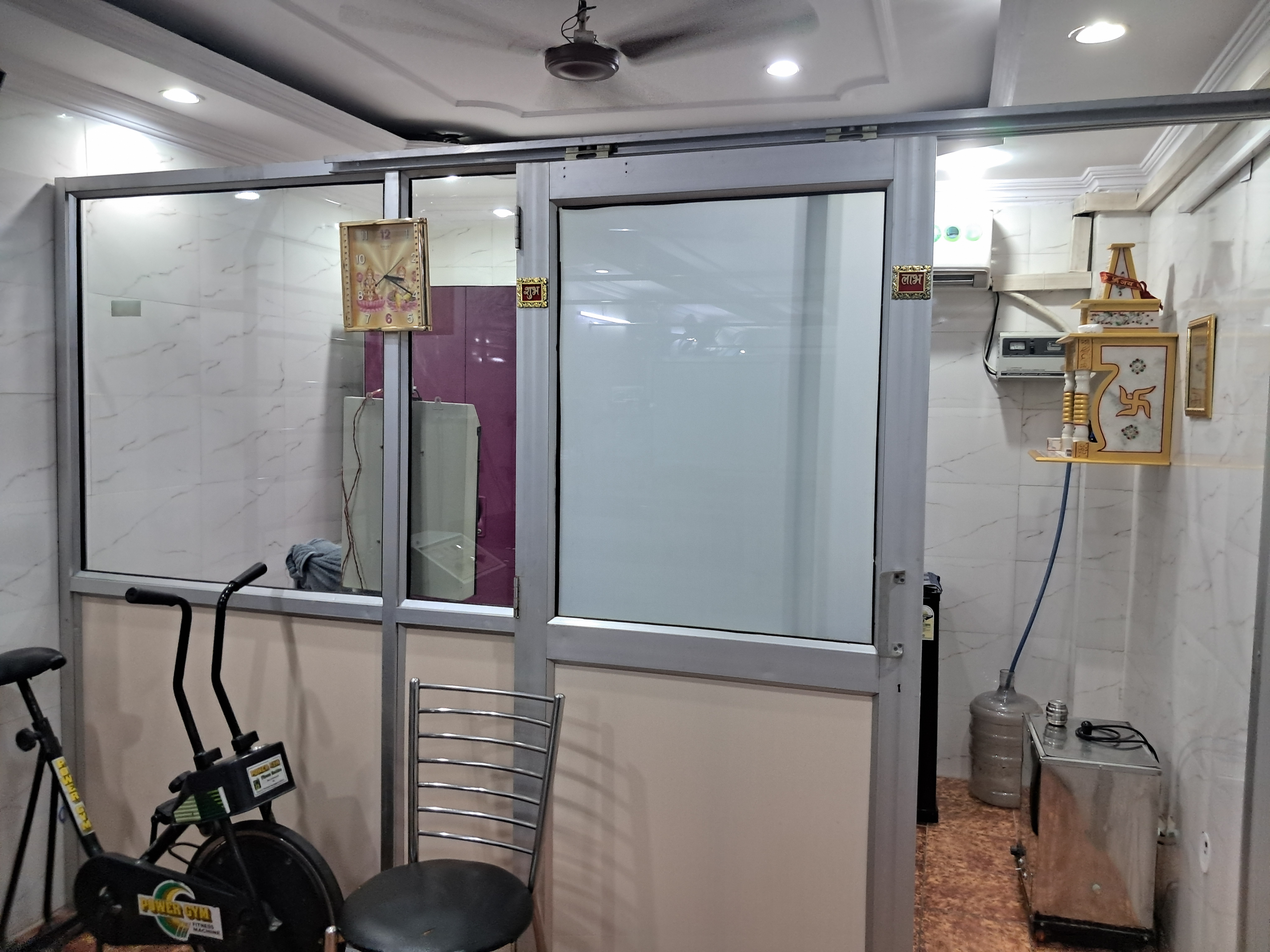 Clinic entrance board and glass door